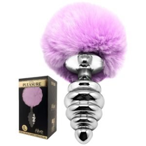 Plug métal avec pompon violet / L – Alive