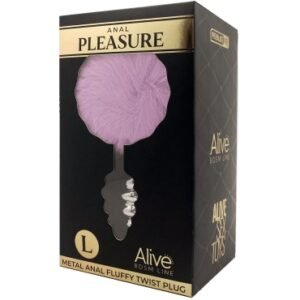 Plug anal Twist – Taille L avec pompon violet – Alive