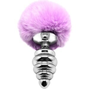 Plug anal Twist – Taille L avec pompon violet – Alive