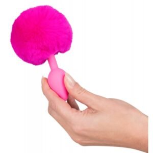 Plug anal silicone rose avec pompon – Colorful Joy