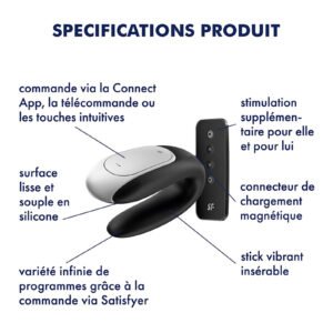Vibromasseur pour couple connecté Double Fun – Satisfyer